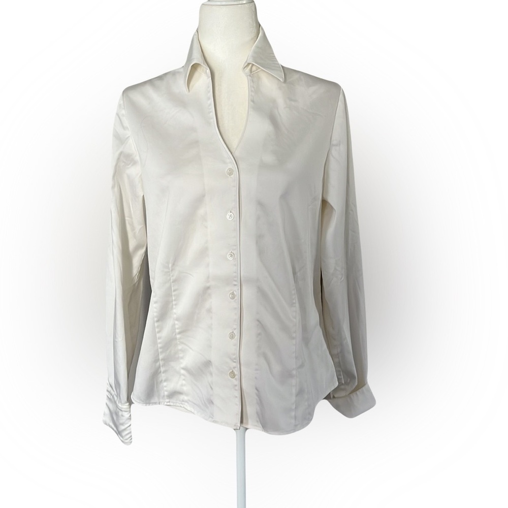 Coldwater Creek White Button Front Top Blouse / M Medium
